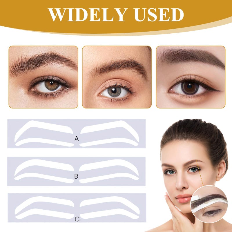 PKRFCJ 24 Pairs Eye Brow Stencils for Women, Eyebrow Stencil Stickers Disposable, Eyebrow Stencils for Shaping 3 Shapes, Airbrush Eye brow Sticker Stencil for Tinting Makeup - Image 3